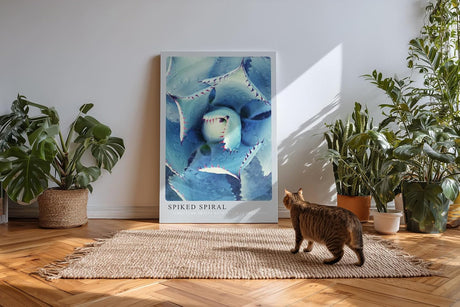 Paul Sinus Kunstdruck 40x60cm Spiked Spiral Blaue Sukkulente in spiraliger Struktur mit rötlichen Spitzen