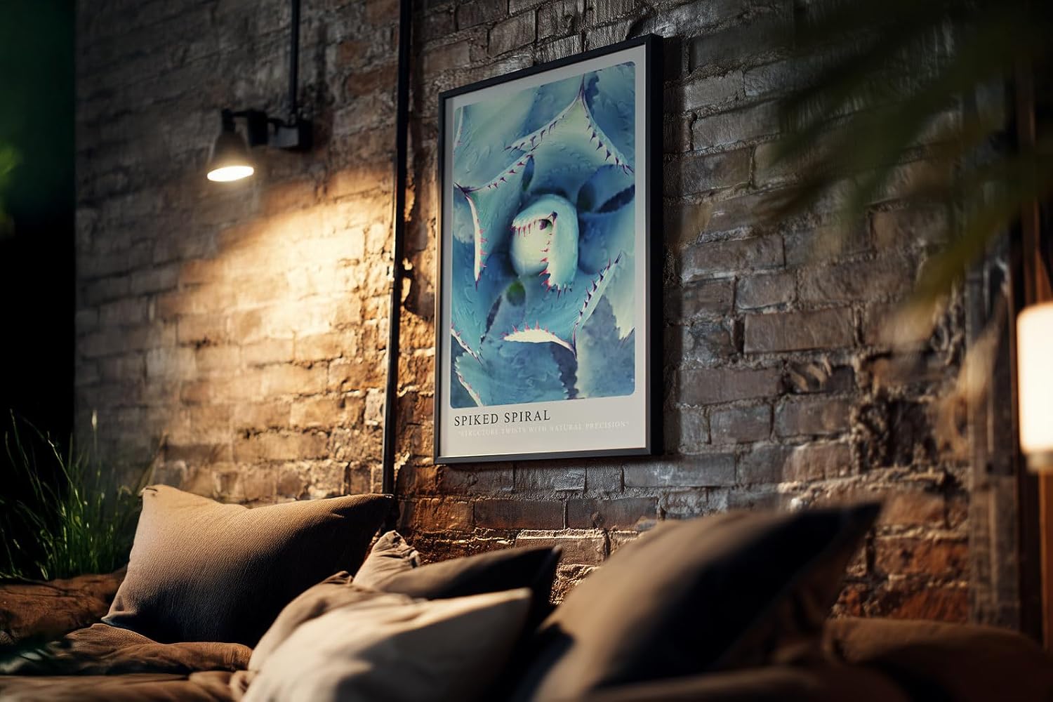 Paul Sinus Kunstdruck 40x60cm Spiked Spiral Blaue Sukkulente in spiraliger Struktur mit rötlichen Spitzen