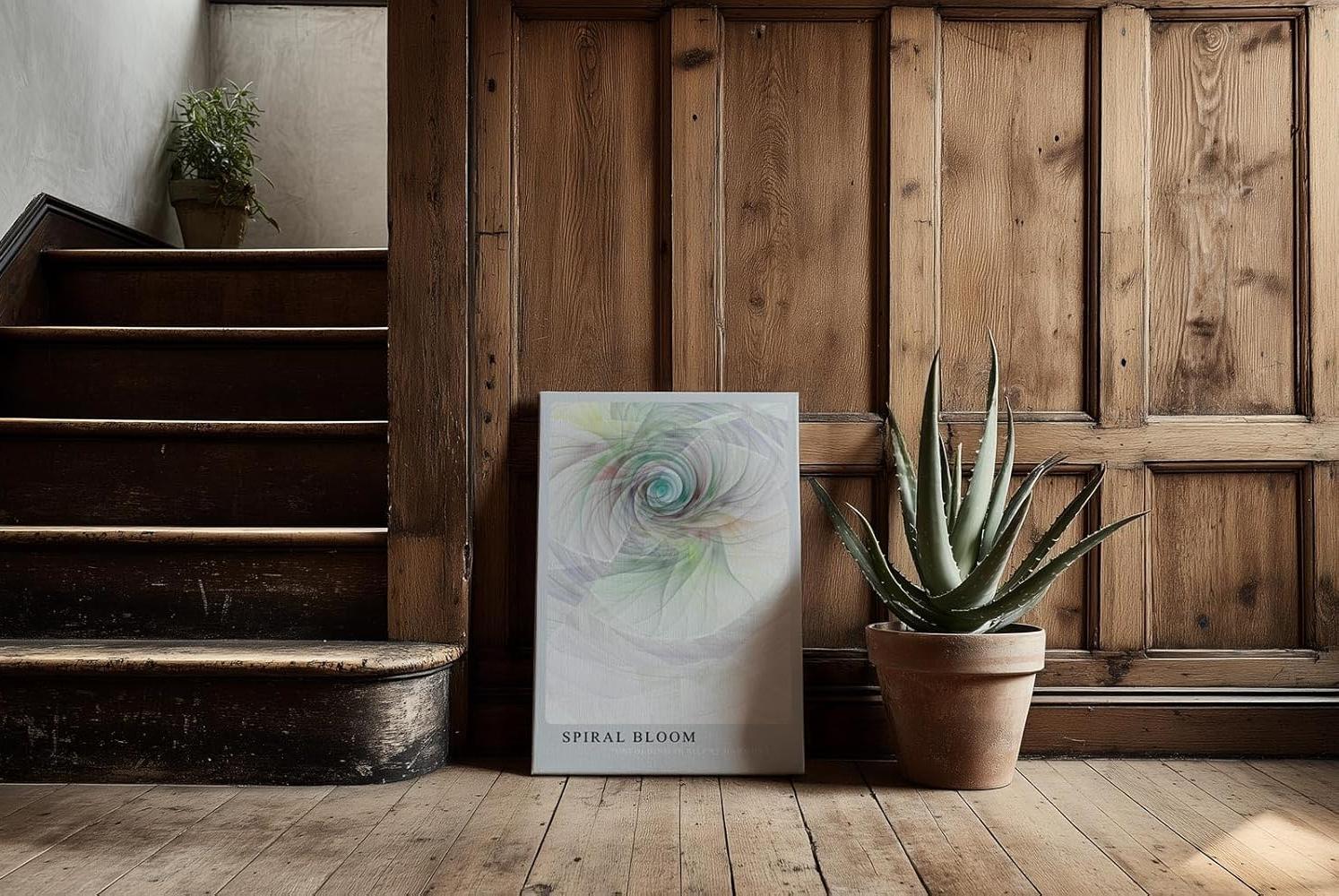 Paul Sinus Kunstdruck 40x60cm Spiral Bloom – Abstrakte Spirale in Pastellfarben mit harmonischem Lichtfluss und Tiefe
