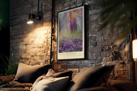 Paul Sinus Kunstdruck 40x60cm Spring Awakening Frühlingswald mit Sonnenlicht und violetten Krokussen