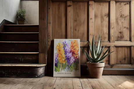 Paul Sinus Kunstdruck 40x60cm Spring Bloom – Farbenfrohe Frühlingsblüten in leuchtenden Orange- und Violetttönen als Malerei
