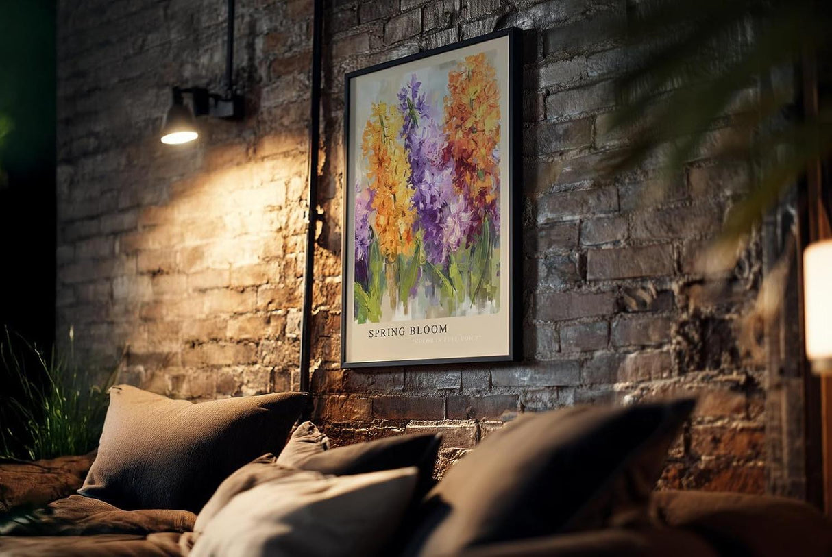 Paul Sinus Kunstdruck 40x60cm Spring Bloom – Farbenfrohe Frühlingsblüten in leuchtenden Orange- und Violetttönen als Malerei