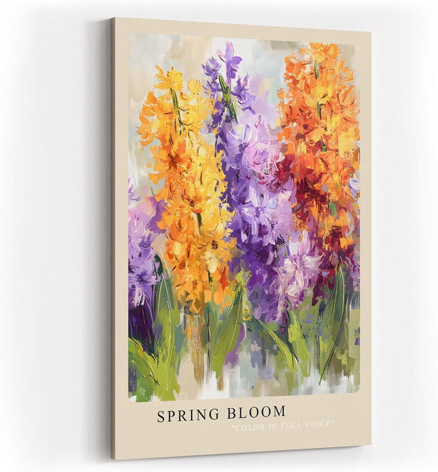 Paul Sinus Kunstdruck 40x60cm Spring Bloom – Farbenfrohe Frühlingsblüten in leuchtenden Orange- und Violetttönen als Malerei