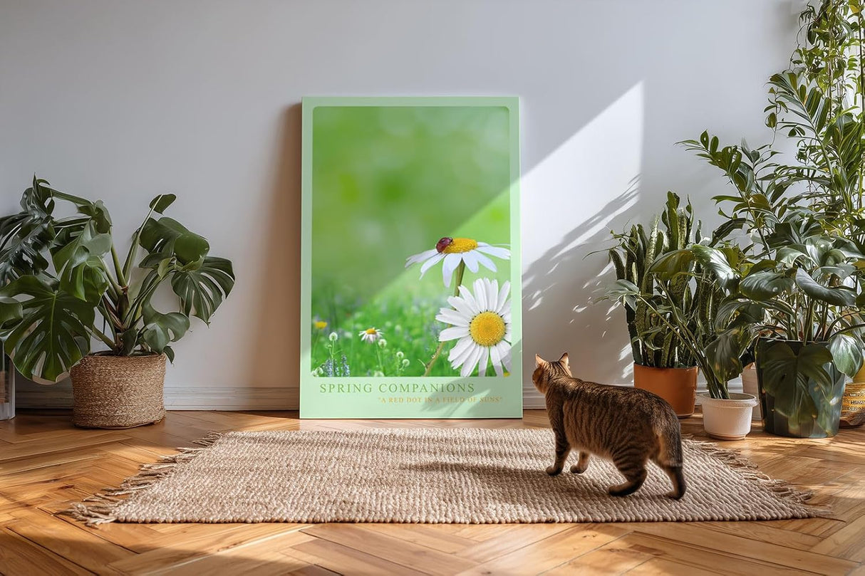 Paul Sinus Kunstdruck 40x60cm Spring Companions – Gänseblümchenwiese mit Marienkäfer in sanfter Frühlingsstimmung