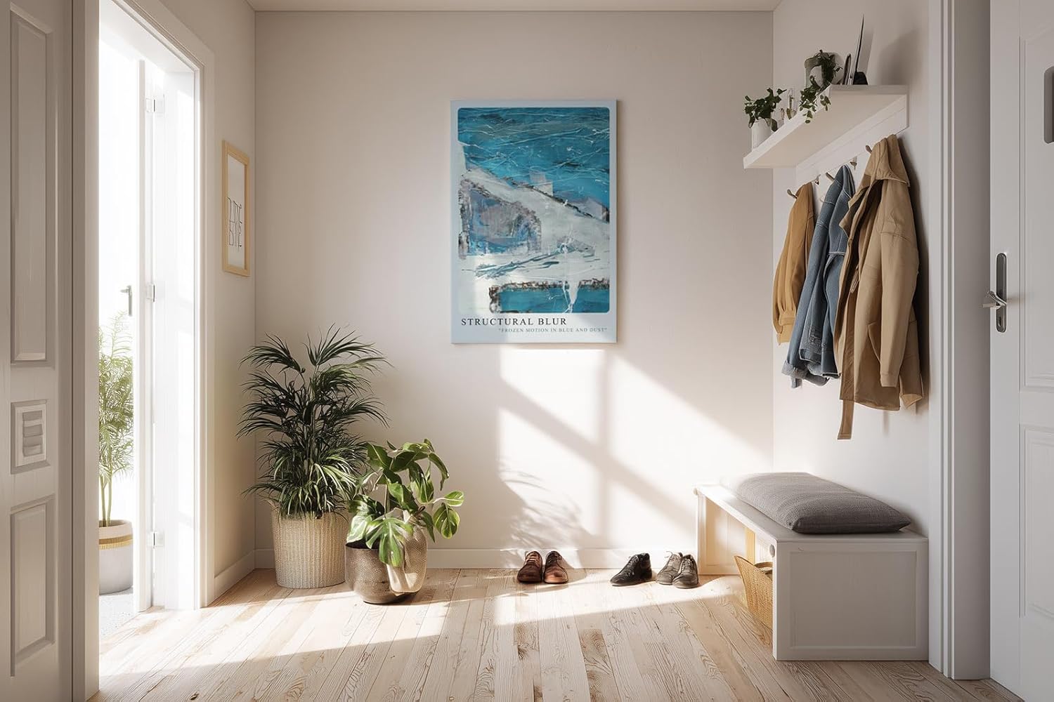 Paul Sinus Kunstdruck 40x60cm Structural Blur Blau Weiß Struktur Urban Abstrakt Dynamik Bewegung