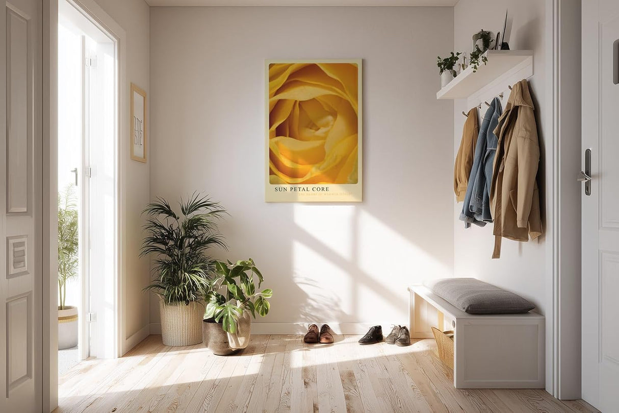 Paul Sinus Kunstdruck 40x60cm Sun Petal Core Gelbe Rose Blüte Makro Nahaufnahme Wärme Natur