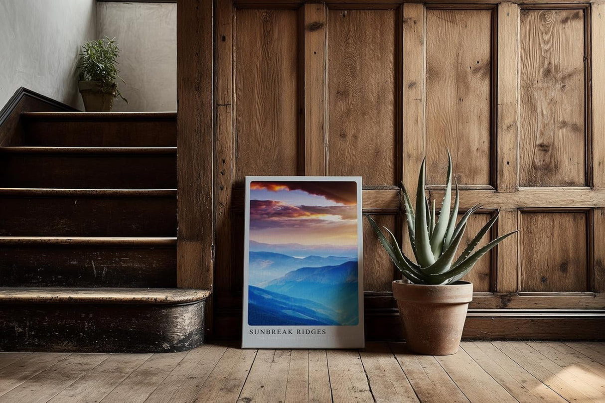 Paul Sinus Kunstdruck 40x60cm Sunbreak Ridges – Lichtdurchflutete Berglandschaft mit dramatischem Himmel