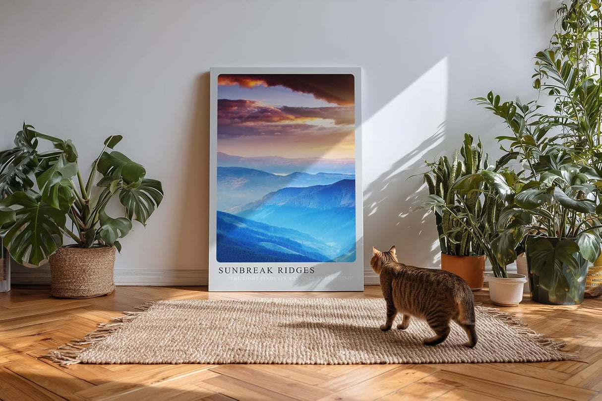 Paul Sinus Kunstdruck 40x60cm Sunbreak Ridges – Lichtdurchflutete Berglandschaft mit dramatischem Himmel