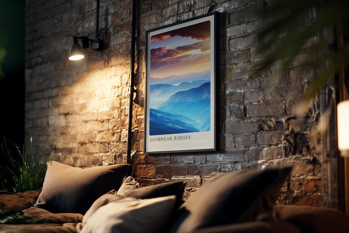 Paul Sinus Kunstdruck 40x60cm Sunbreak Ridges – Lichtdurchflutete Berglandschaft mit dramatischem Himmel