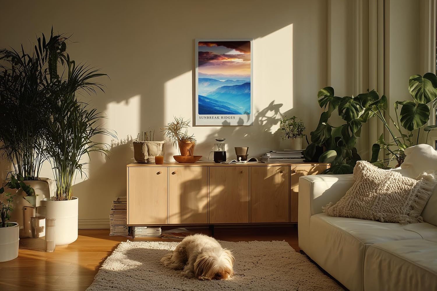 Paul Sinus Kunstdruck 40x60cm Sunbreak Ridges – Lichtdurchflutete Berglandschaft mit dramatischem Himmel