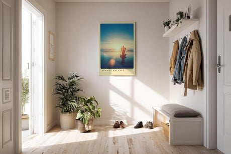 Paul Sinus Kunstdruck 40x60cm Sunrise Balance Yoga Meer Sonnenaufgang Meditation Ruhe Silhouette