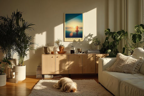 Paul Sinus Kunstdruck 40x60cm Sunrise Balance Yoga Meer Sonnenaufgang Meditation Ruhe Silhouette