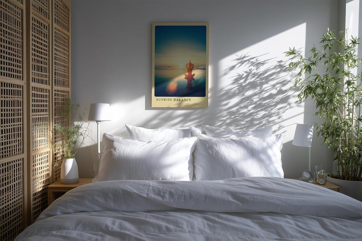 Paul Sinus Kunstdruck 40x60cm Sunrise Balance Yoga Meer Sonnenaufgang Meditation Ruhe Silhouette