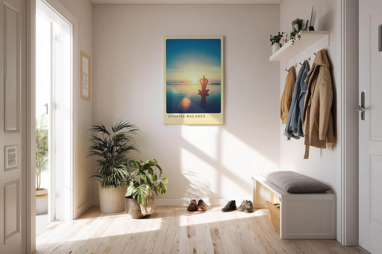 Paul Sinus Kunstdruck 40x60cm Sunrise Balance Yoga Meer Sonnenaufgang Meditation Ruhe Silhouette
