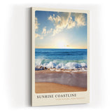 Paul Sinus Kunstdruck 40x60cm Sunrise Coastline Wellen am Strand im Morgenlicht unter blauem Himmel