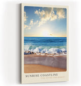 Paul Sinus Kunstdruck 40x60cm Sunrise Coastline Wellen am Strand im Morgenlicht unter blauem Himmel