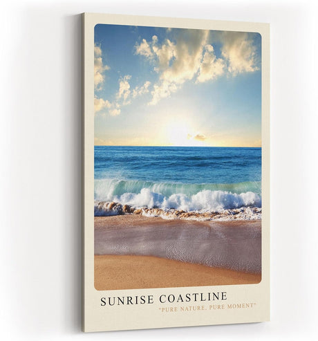 Paul Sinus Kunstdruck 40x60cm Sunrise Coastline Wellen am Strand im Morgenlicht unter blauem Himmel
