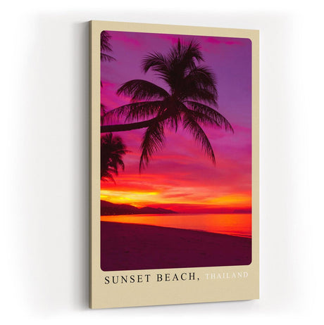 Paul Sinus Kunstdruck 40x60cm Sunset Beach Thailand – Tropischer Strand mit Palmen bei Sonnenuntergang in leuchtenden Farben