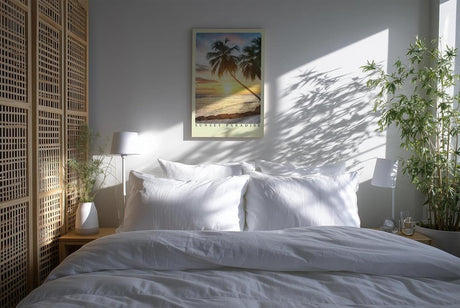 Paul Sinus Kunstdruck 40x60cm Sunset Paradise – Palmen bei Sonnenuntergang an tropischem Strand mit warmem Licht