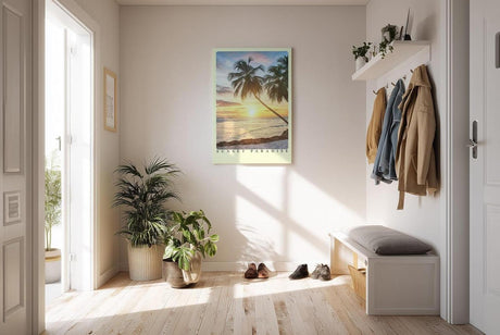 Paul Sinus Kunstdruck 40x60cm Sunset Paradise – Palmen bei Sonnenuntergang an tropischem Strand mit warmem Licht