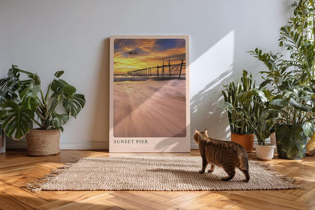 Paul Sinus Kunstdruck 40x60cm Sunset Pier Steg bei Sonnenuntergang The Last Light Riding the Tide