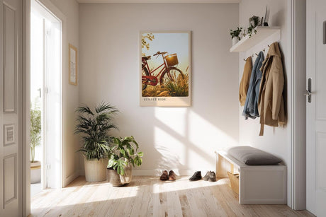 Paul Sinus Kunstdruck 40x60cm Sunset Ride Fahrrad im goldenen Sonnenlicht mit nostalgischer Stimmung und ländlicher Ruhe