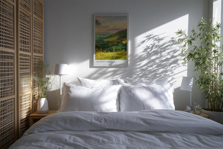 Paul Sinus Kunstdruck 40x60cm Sunset Valley mit weitem grünem Tal im Licht der untergehenden Sonne