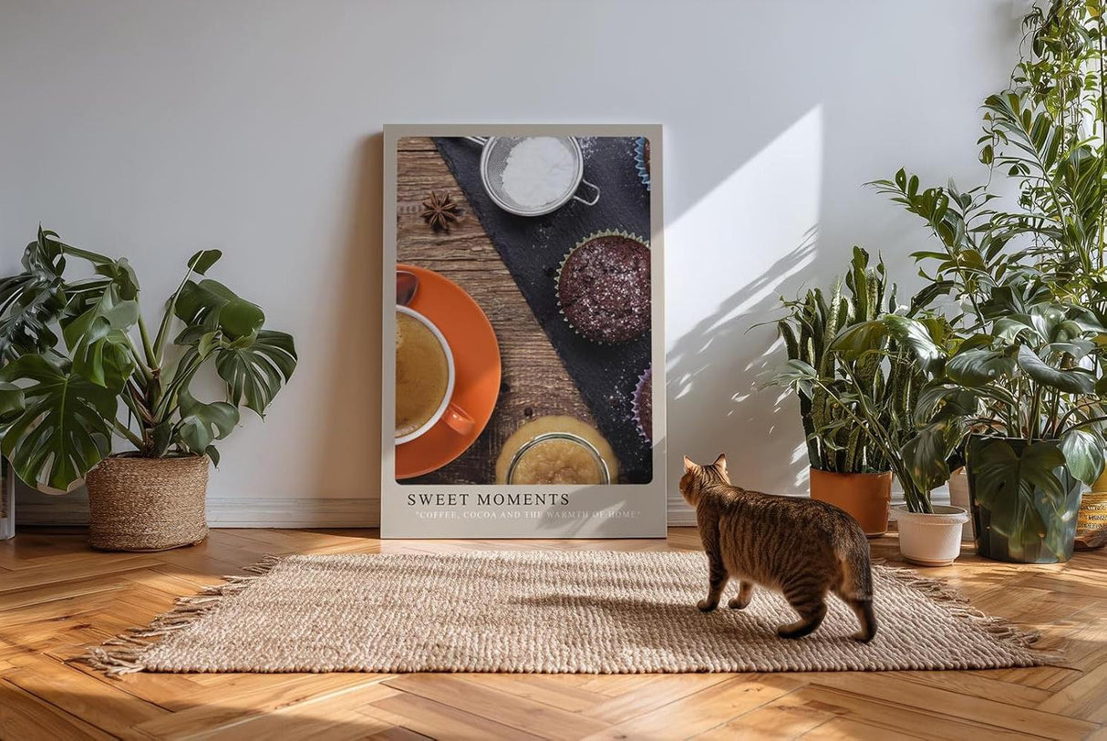 Paul Sinus Kunstdruck 40x60cm Sweet Moments mit Kaffee, Muffins und Gewürzen auf Holzbrett