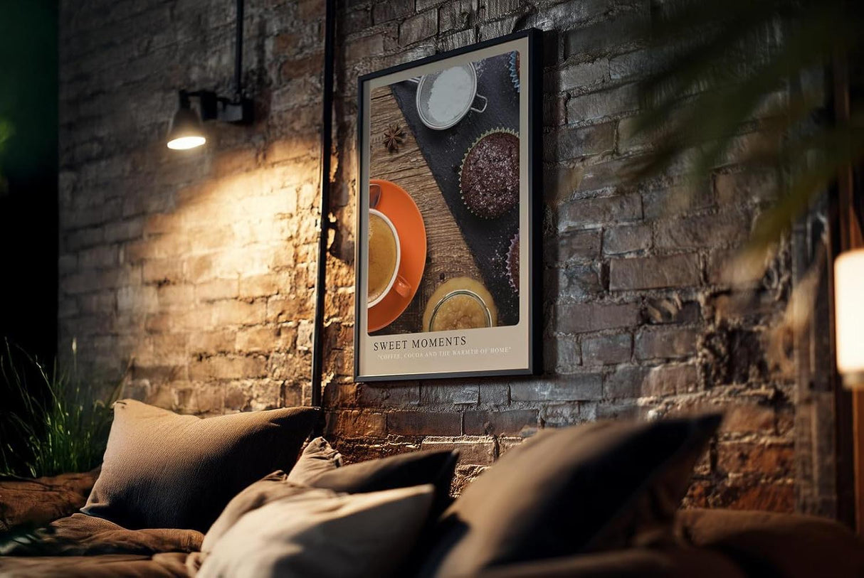 Paul Sinus Kunstdruck 40x60cm Sweet Moments mit Kaffee, Muffins und Gewürzen auf Holzbrett
