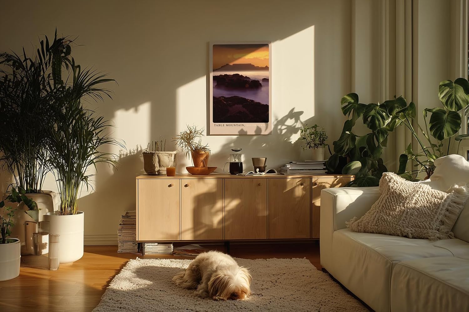 Paul Sinus Kunstdruck 40x60cm Table Mountain – Südafrika bei Sonnenuntergang mit Küstenfels und Silhouette