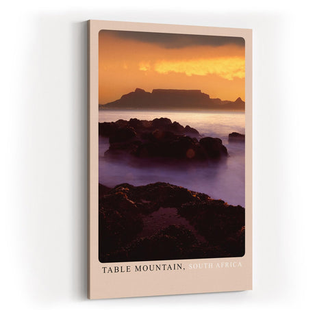 Paul Sinus Kunstdruck 40x60cm Table Mountain – Südafrika bei Sonnenuntergang mit Küstenfels und Silhouette