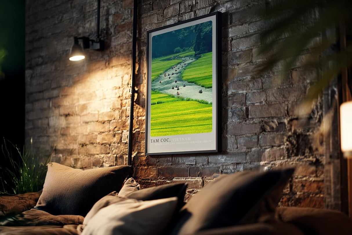 Paul Sinus Kunstdruck 40x60cm Tam Coc Vietnam Boote auf Fluss zwischen Reisfeldern – harmonische Naturreise