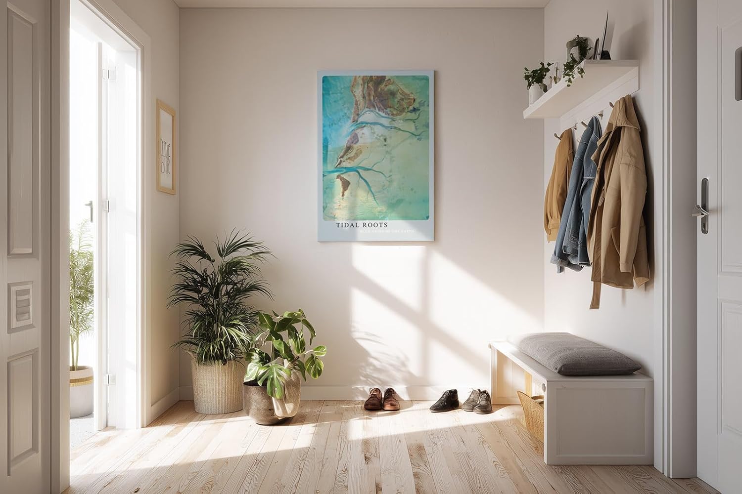 Paul Sinus Kunstdruck 40x60cm Tidal Roots Luftaufnahme Flussäste Natur Blau Struktur Abstrakt