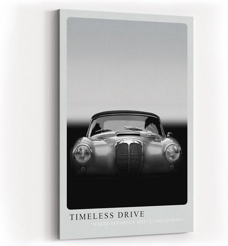 Paul Sinus Kunstdruck 40x60cm Timeless Drive mit klassischem Oldtimer in Schwarzweiß