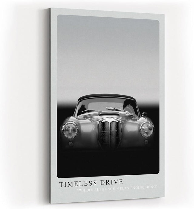 Paul Sinus Kunstdruck 40x60cm Timeless Drive mit klassischem Oldtimer in Schwarzweiß