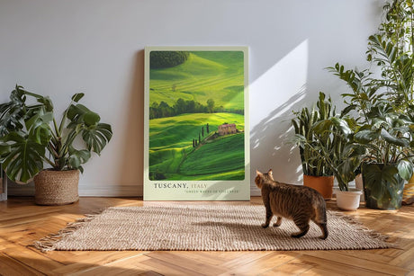 Paul Sinus Kunstdruck 40x60cm Tuscany Italien goldgrüne Hügellandschaft mit Bauernhaus und Zypressen im Licht