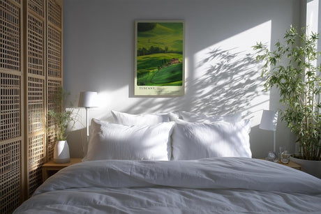 Paul Sinus Kunstdruck 40x60cm Tuscany Italien goldgrüne Hügellandschaft mit Bauernhaus und Zypressen im Licht