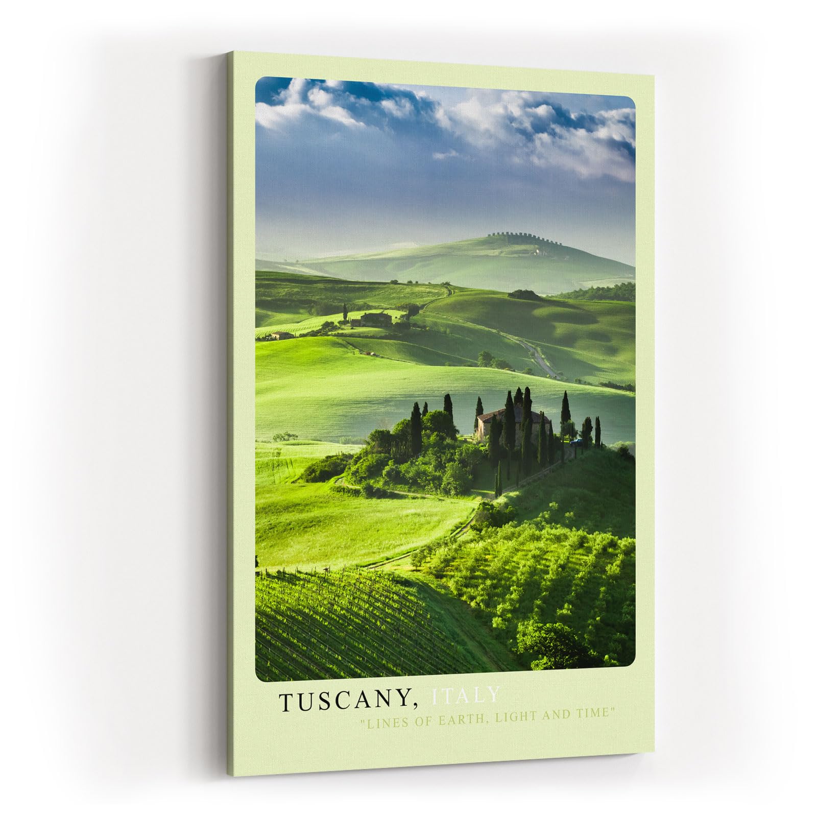 Paul Sinus Kunstdruck 40x60cm Tuscany Italien grüne Hügellandschaft mit Zypressen bei klarer Morgensonne