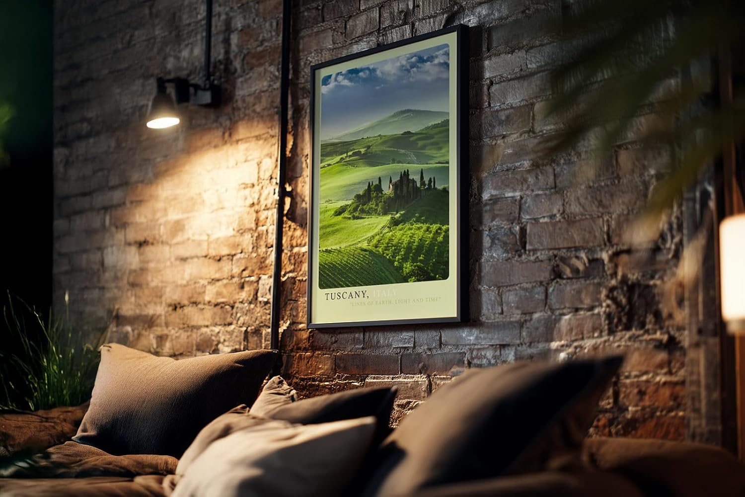 Paul Sinus Kunstdruck 40x60cm Tuscany Italien grüne Hügellandschaft mit Zypressen bei klarer Morgensonne