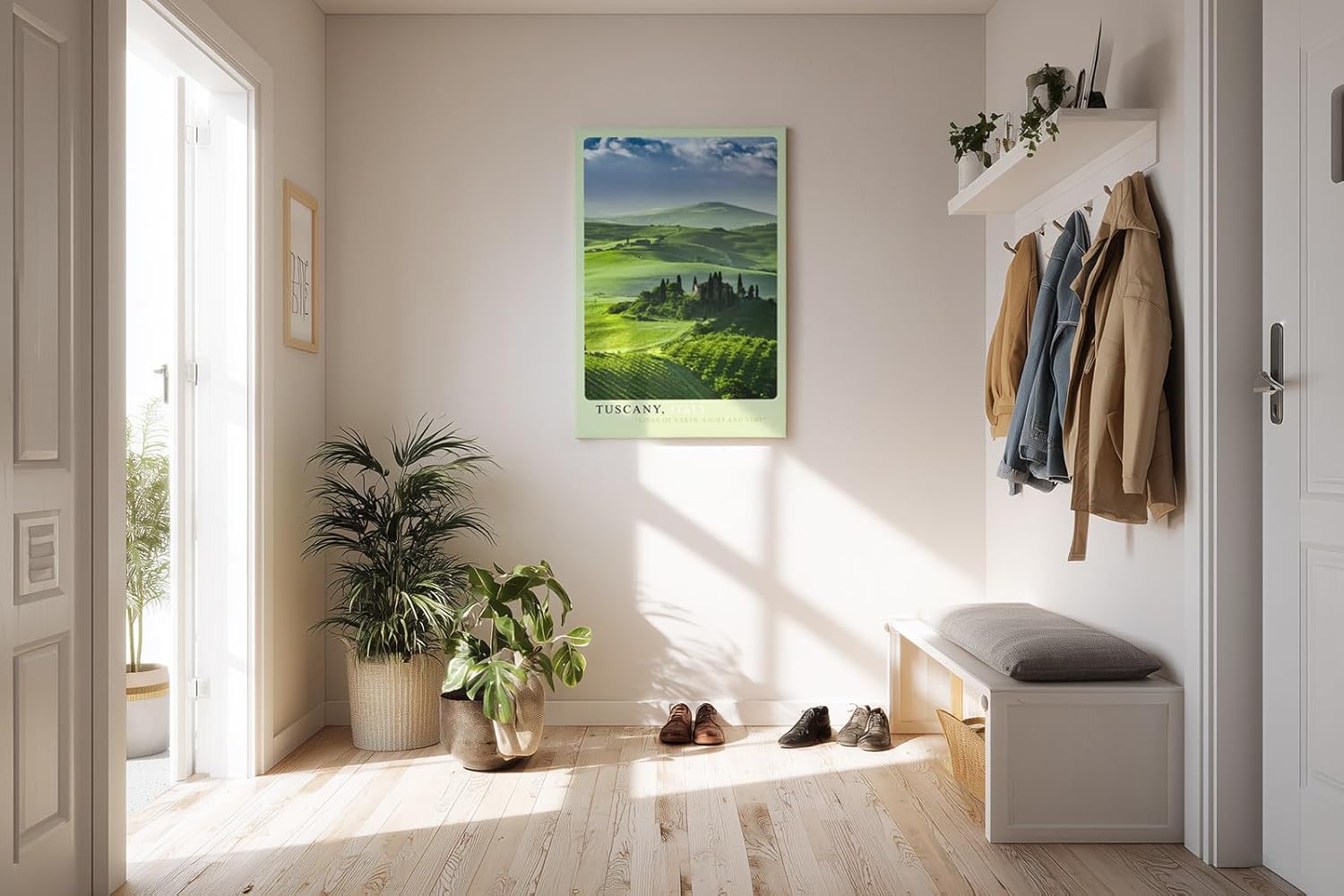 Paul Sinus Kunstdruck 40x60cm Tuscany Italien grüne Hügellandschaft mit Zypressen bei klarer Morgensonne