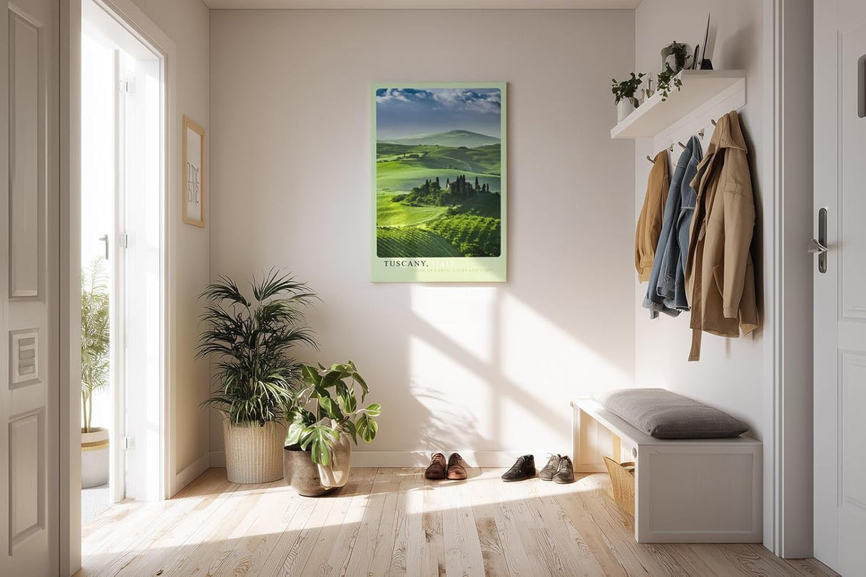 Paul Sinus Kunstdruck 40x60cm Tuscany Italien grüne Hügellandschaft mit Zypressen bei klarer Morgensonne