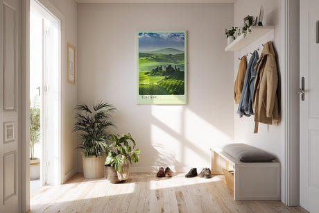 Paul Sinus Kunstdruck 40x60cm Tuscany Italien grüne Hügellandschaft mit Zypressen bei klarer Morgensonne
