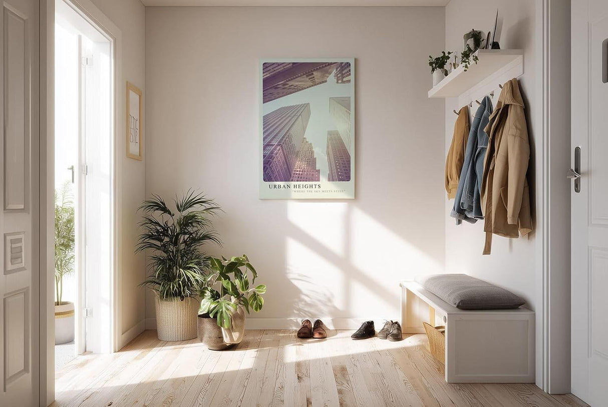 Paul Sinus Kunstdruck 40x60cm Urban Heights – Wolkenkratzerperspektive im Morgenlicht