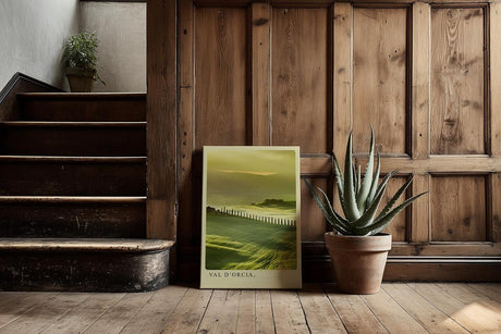 Paul Sinus Kunstdruck 40x60cm Val d'Orcia Italien toskanische Landschaft mit Zypressenallee bei Sonnenaufgang