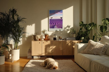 Paul Sinus Kunstdruck 40x60cm Valensole Plateau Lavendelfelder Provence Reihen Himmel Sommerfarben