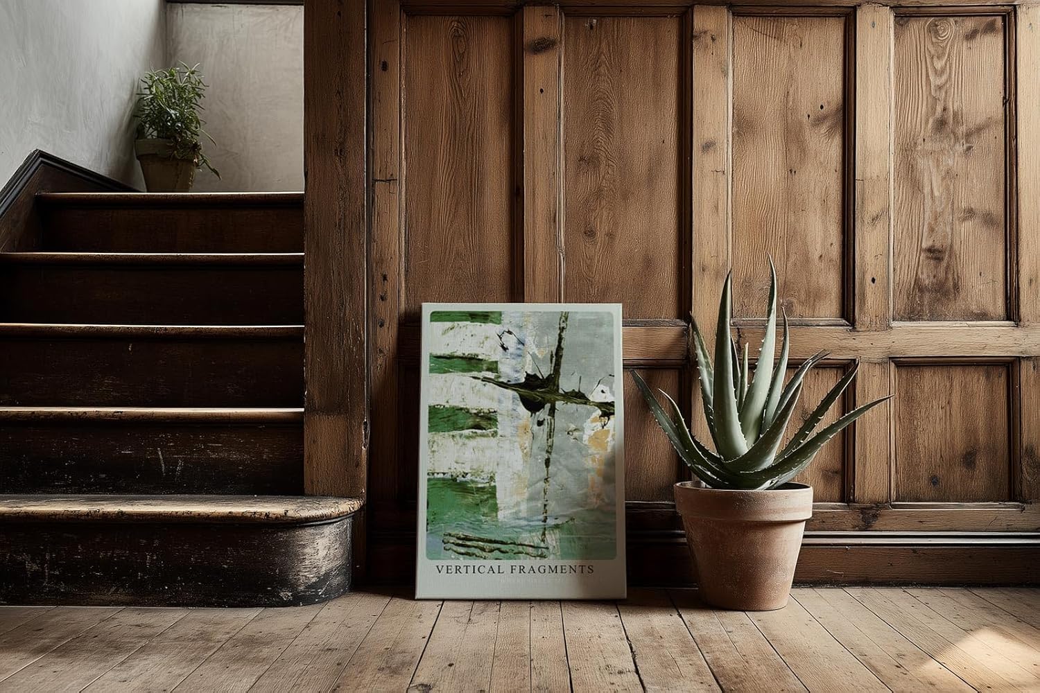 Paul Sinus Kunstdruck 40x60cm Vertical Fragments mit abstraktem Farbspiel in Grün und Struktur