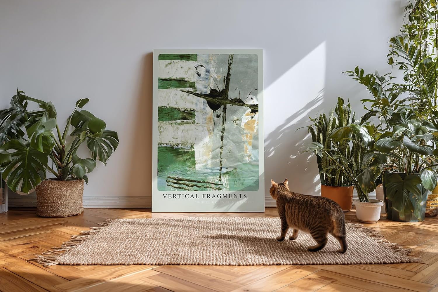 Paul Sinus Kunstdruck 40x60cm Vertical Fragments mit abstraktem Farbspiel in Grün und Struktur