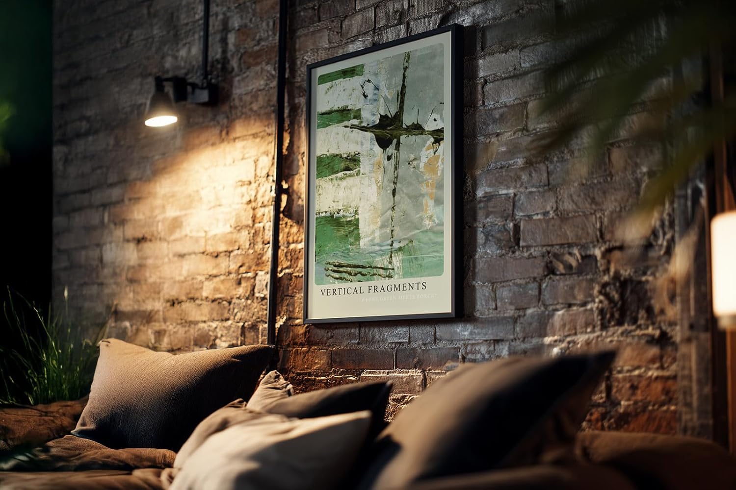 Paul Sinus Kunstdruck 40x60cm Vertical Fragments mit abstraktem Farbspiel in Grün und Struktur