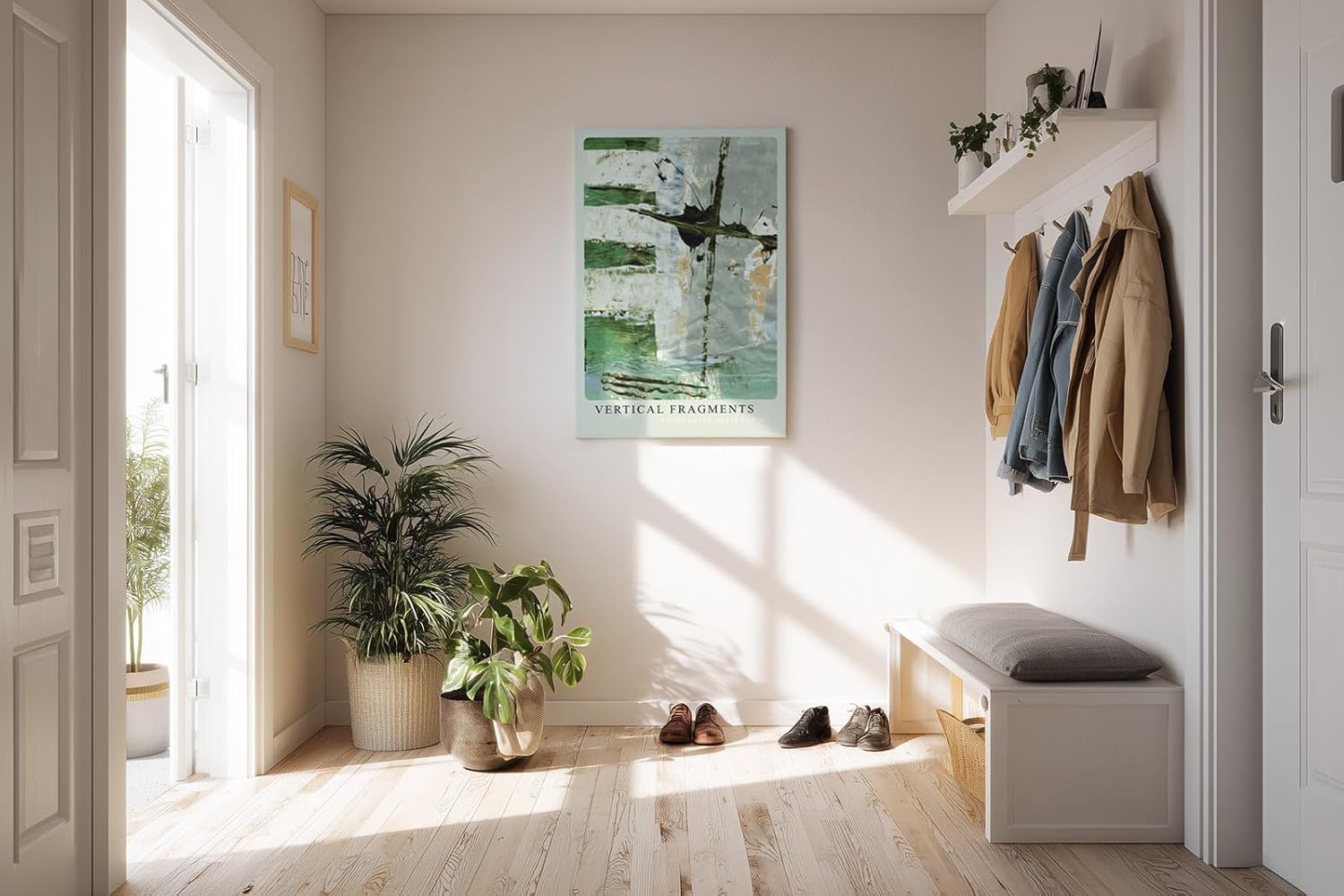 Paul Sinus Kunstdruck 40x60cm Vertical Fragments mit abstraktem Farbspiel in Grün und Struktur