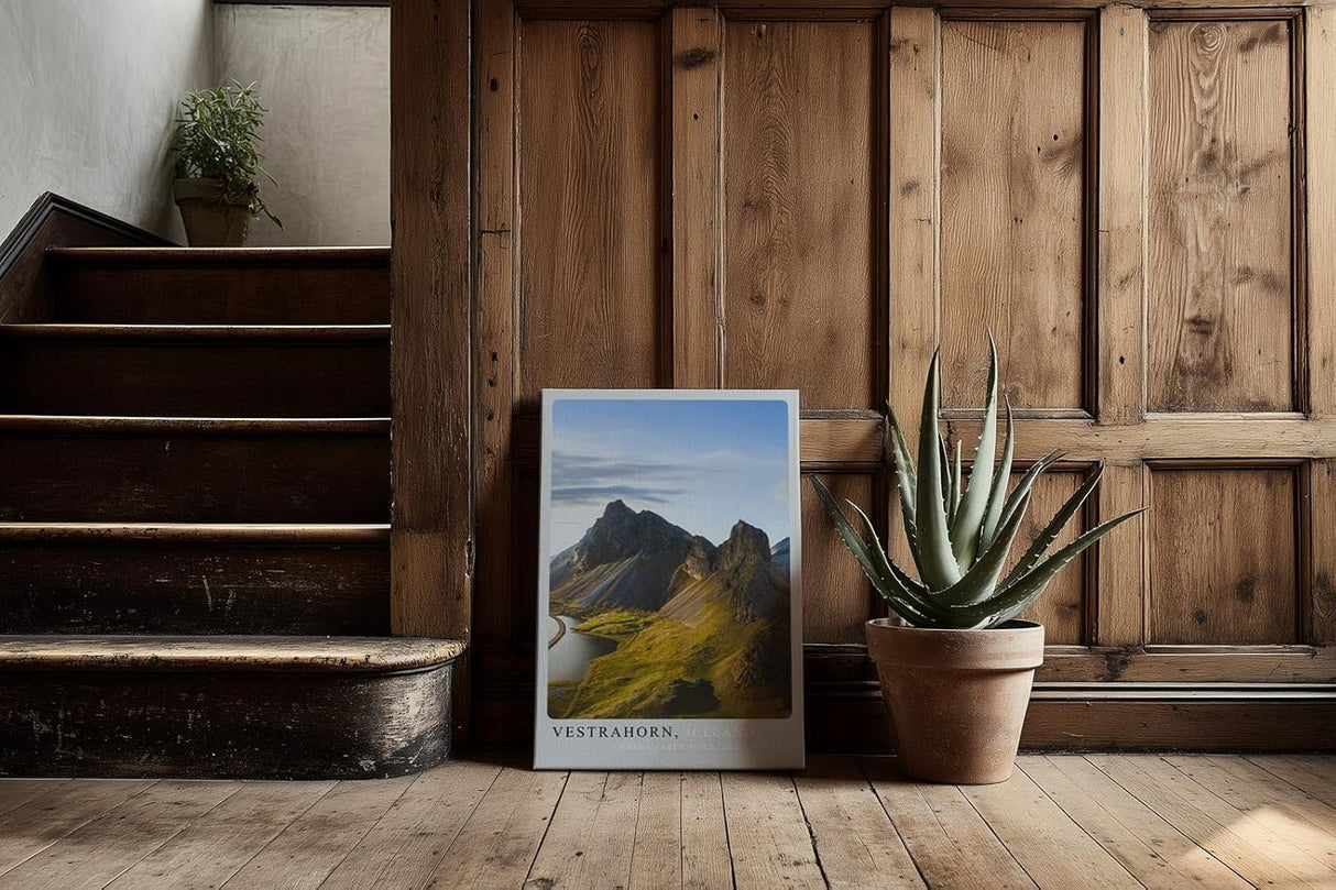 Paul Sinus Kunstdruck 40x60cm Vestrahorn Island mit dramatischer Felsformation und Lichtspiel